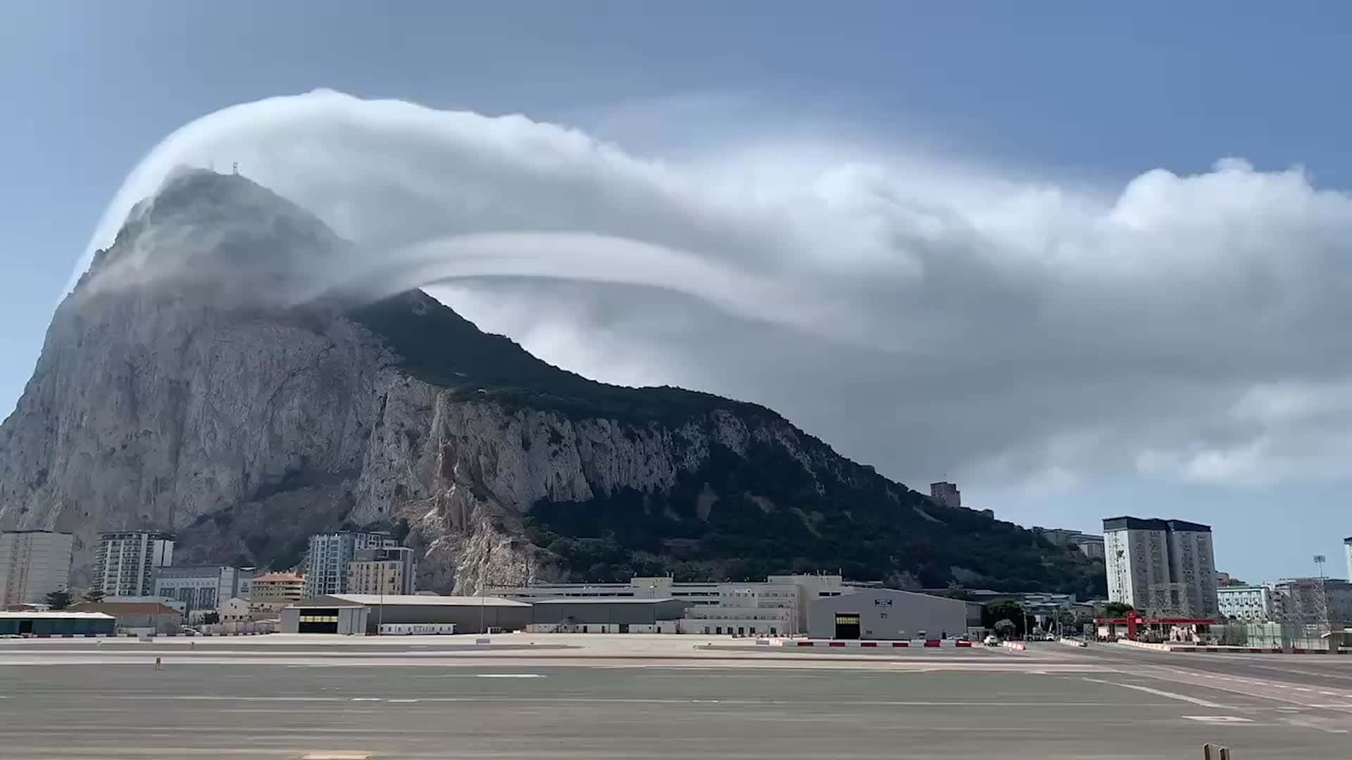 Rock Of Gibraltar Clouds Flowing Wallpaper