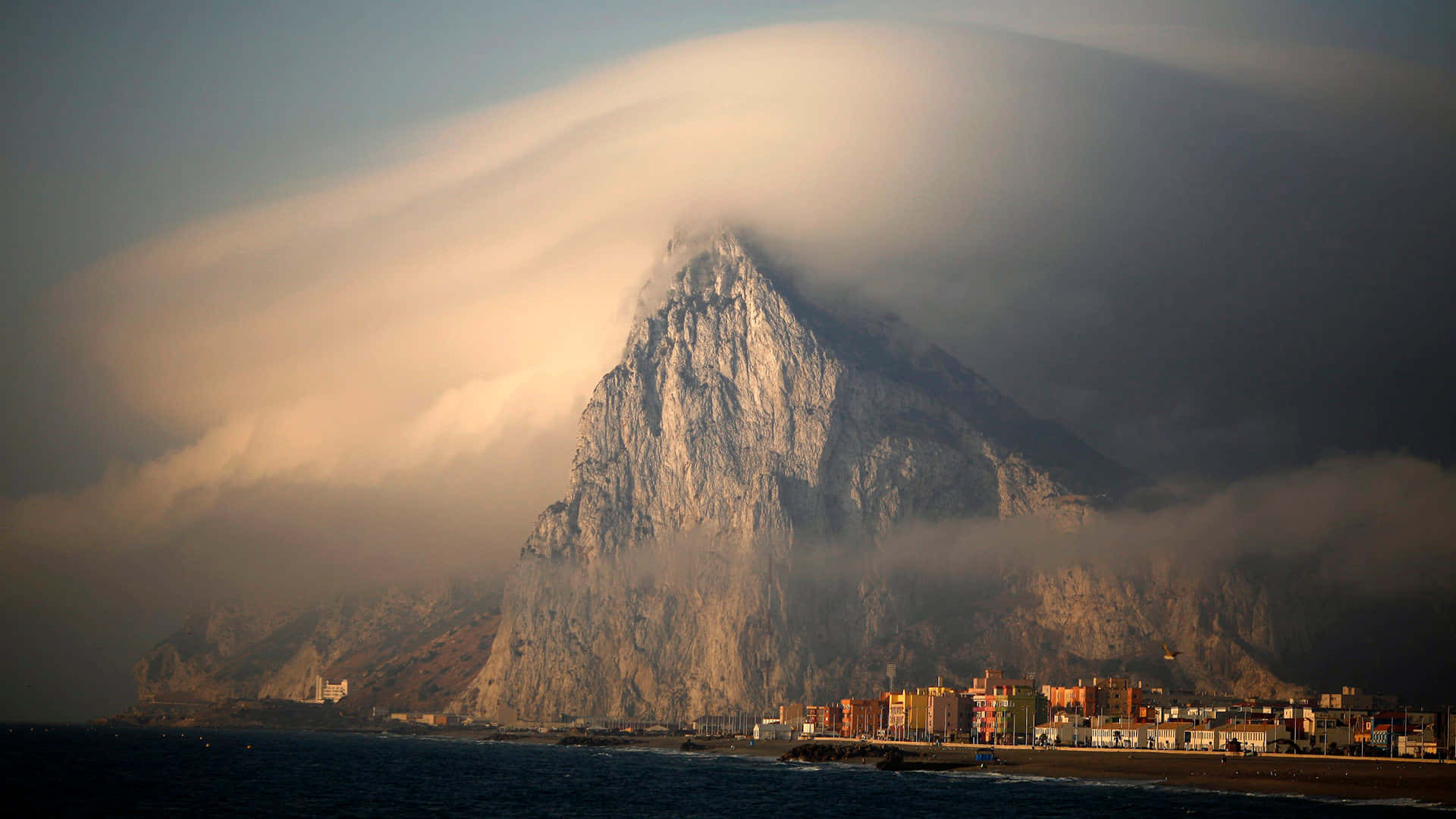 Rock Of Gibraltar Cloudy Photo Wallpaper