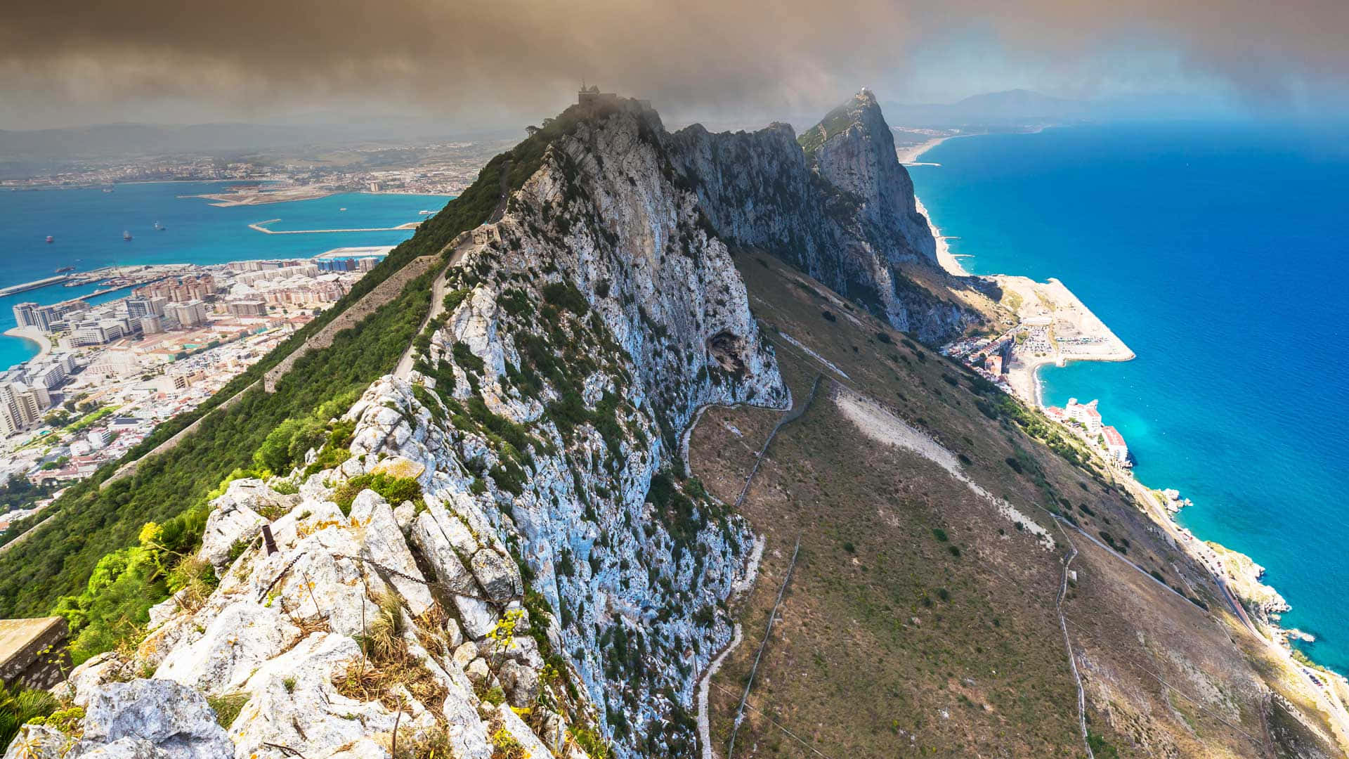 Rock Of Gibraltar Dark Clouds Wallpaper