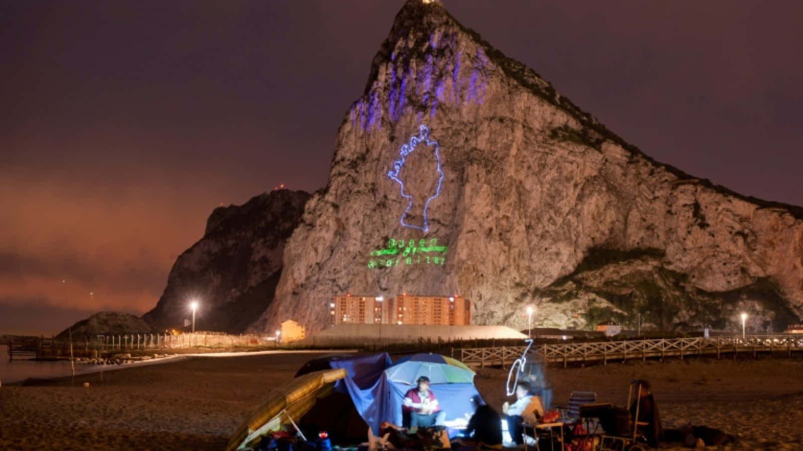 Rock Of Gibraltar Neon Lights Wallpaper