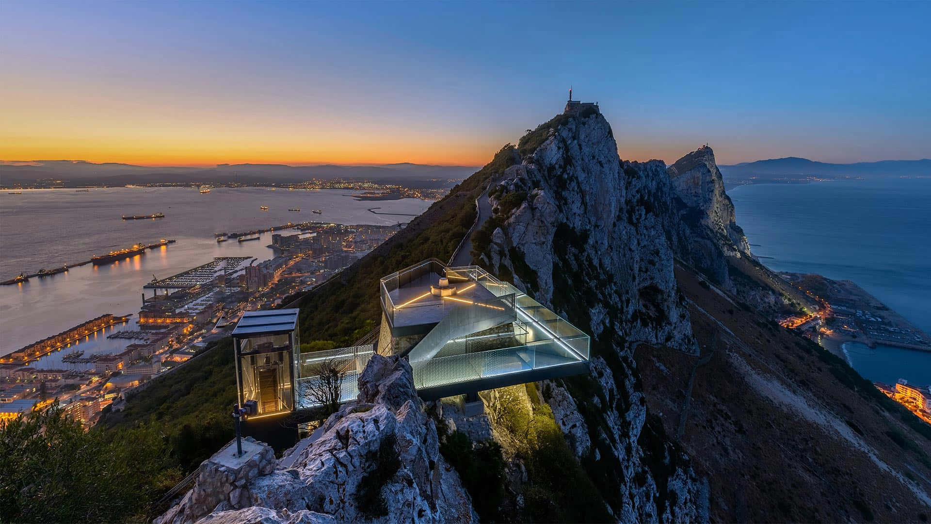 Rock Of Gibraltar Nighttime Skywalk Wallpaper