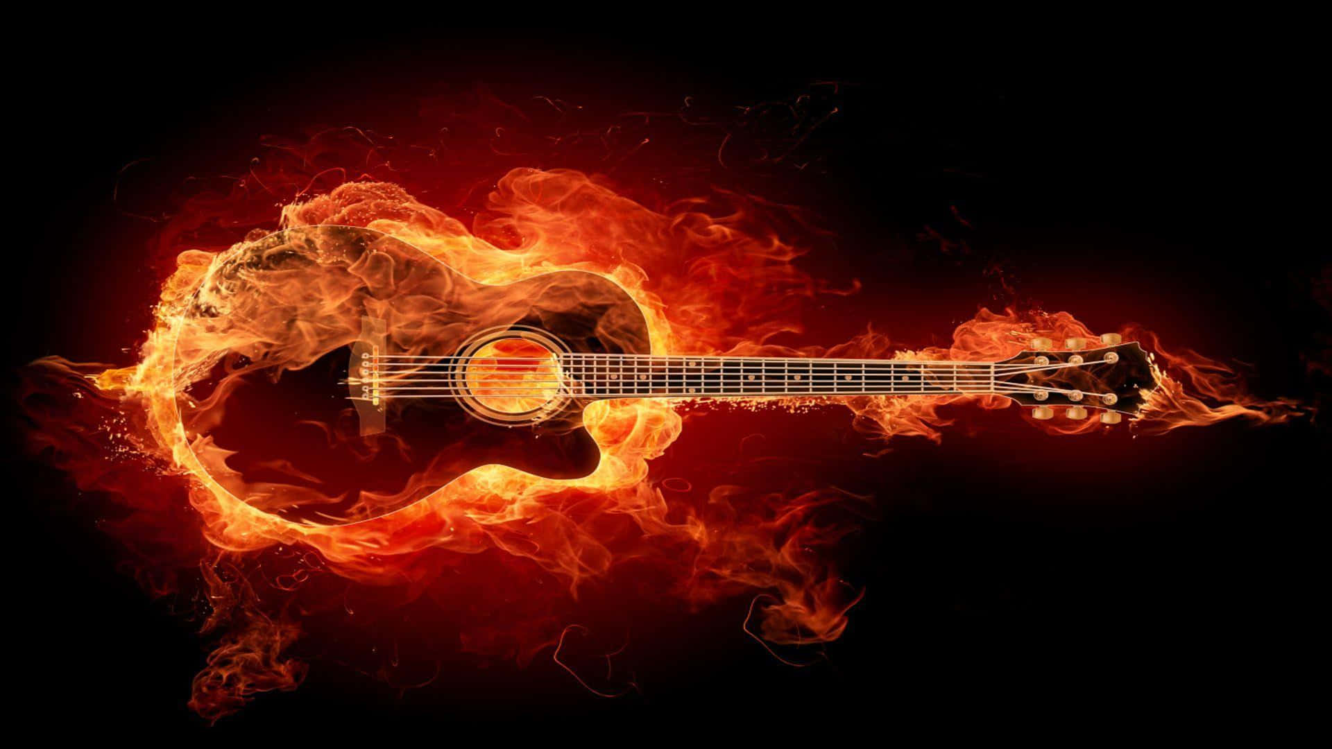 Rockstars Gitarre Wütender Inferno Wallpaper