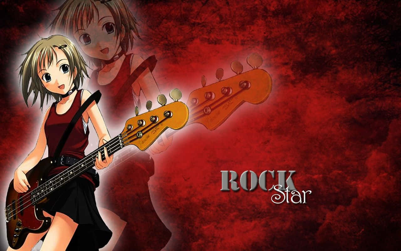 Rock Stars Bass Guitar Anime Girl Wallpaper