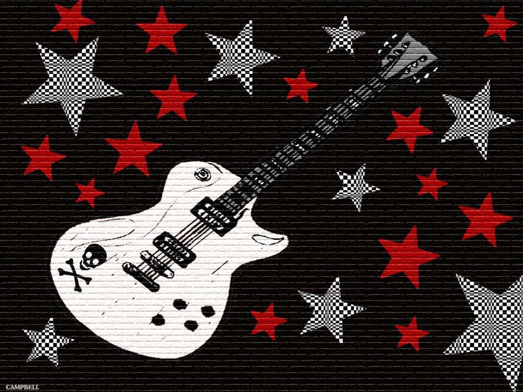 Rock Stars Elektrisk Guitar neonblå Vektor Kunst Græs Wallpaper