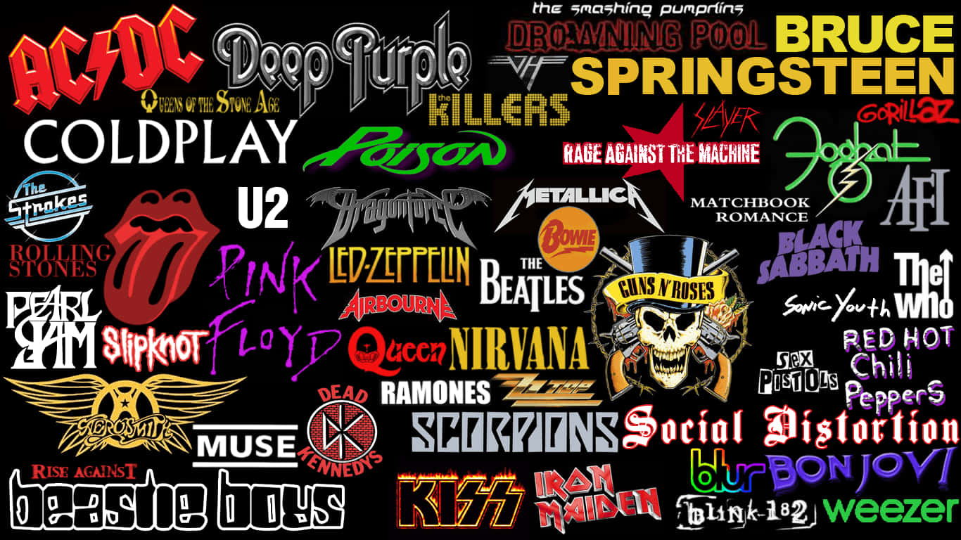 Rock Star Bands Emblem Compilation Wallpaper