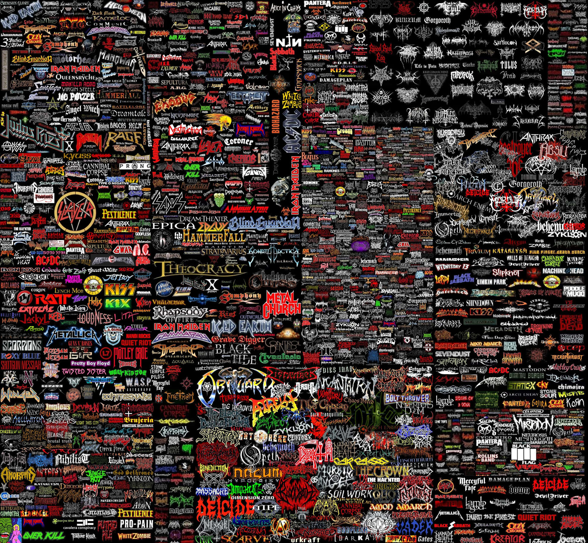 Rockand Metal Band Logos Collage Wallpaper