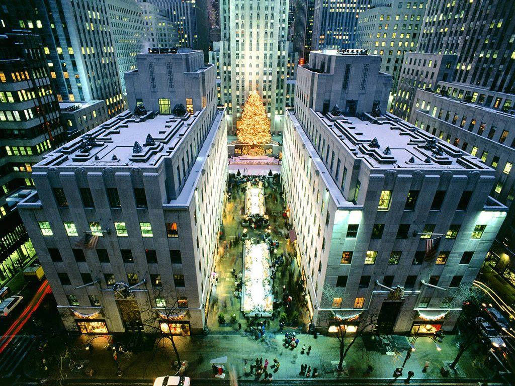 Rockefeller Center Christmas Tree Aerial View Wallpaper