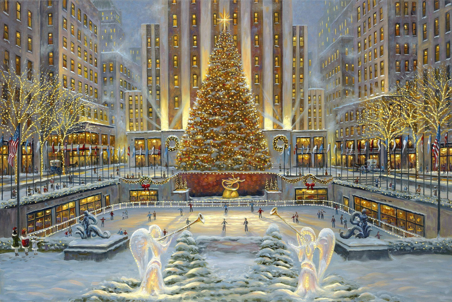 Rockefeller Center Christmas Winter Wallpaper