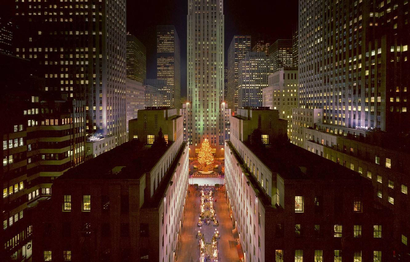 Rockefeller Center Cityscape Aerial View Wallpaper