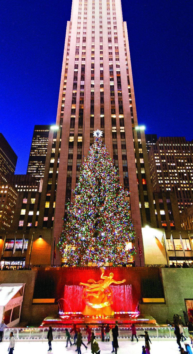 Rockefeller Center New York Night iPhone Wallpaper