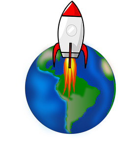 Rocket Launch Over Earth Graphic PNG