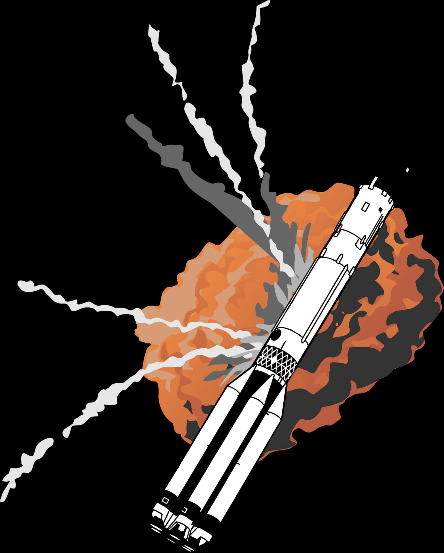 Rocket Launch Vector Illustration PNG