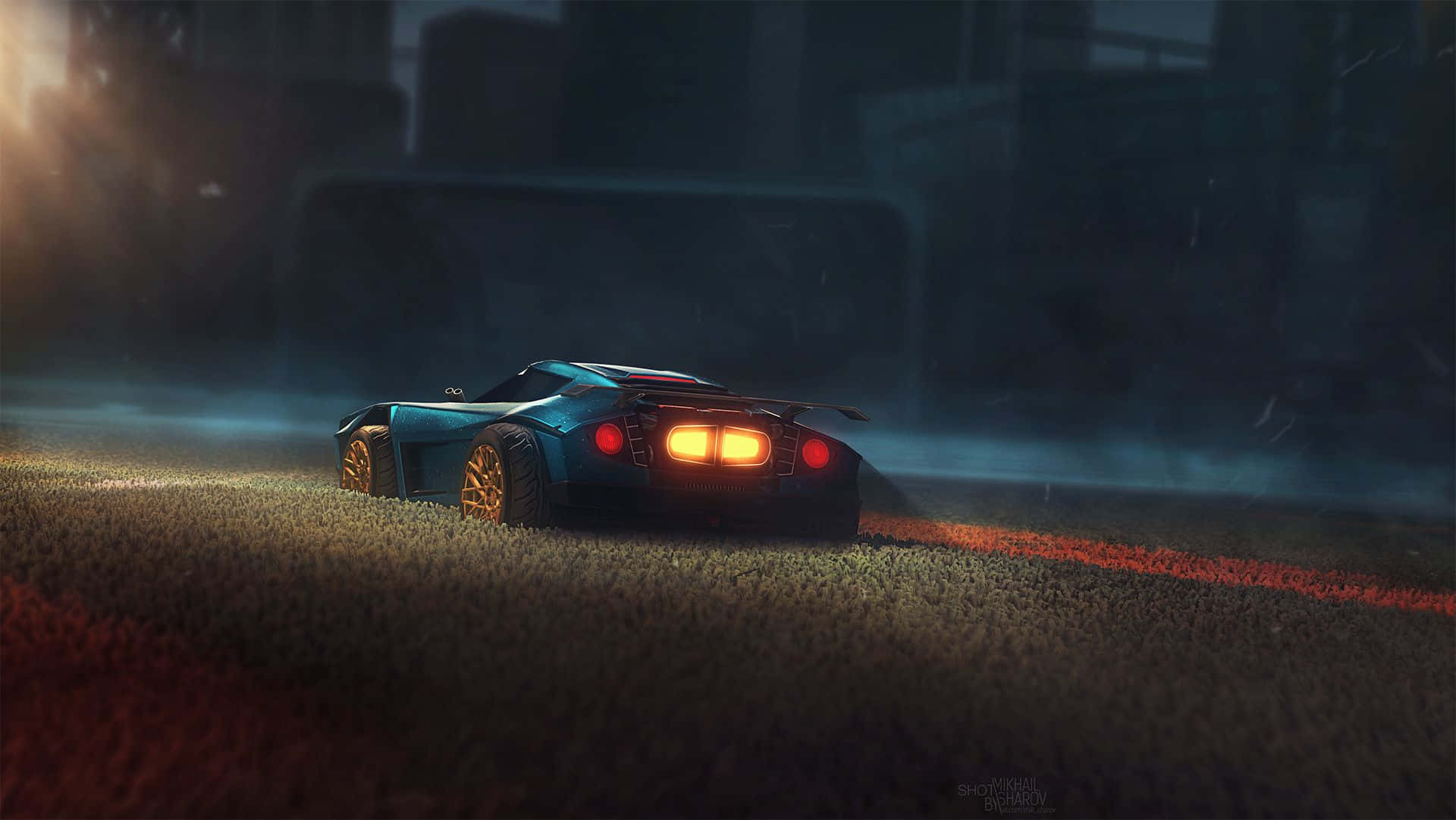 Image  Ready for Launch: A Gamer Flies Through an Off-Road Track in Rocket League Wallpaper