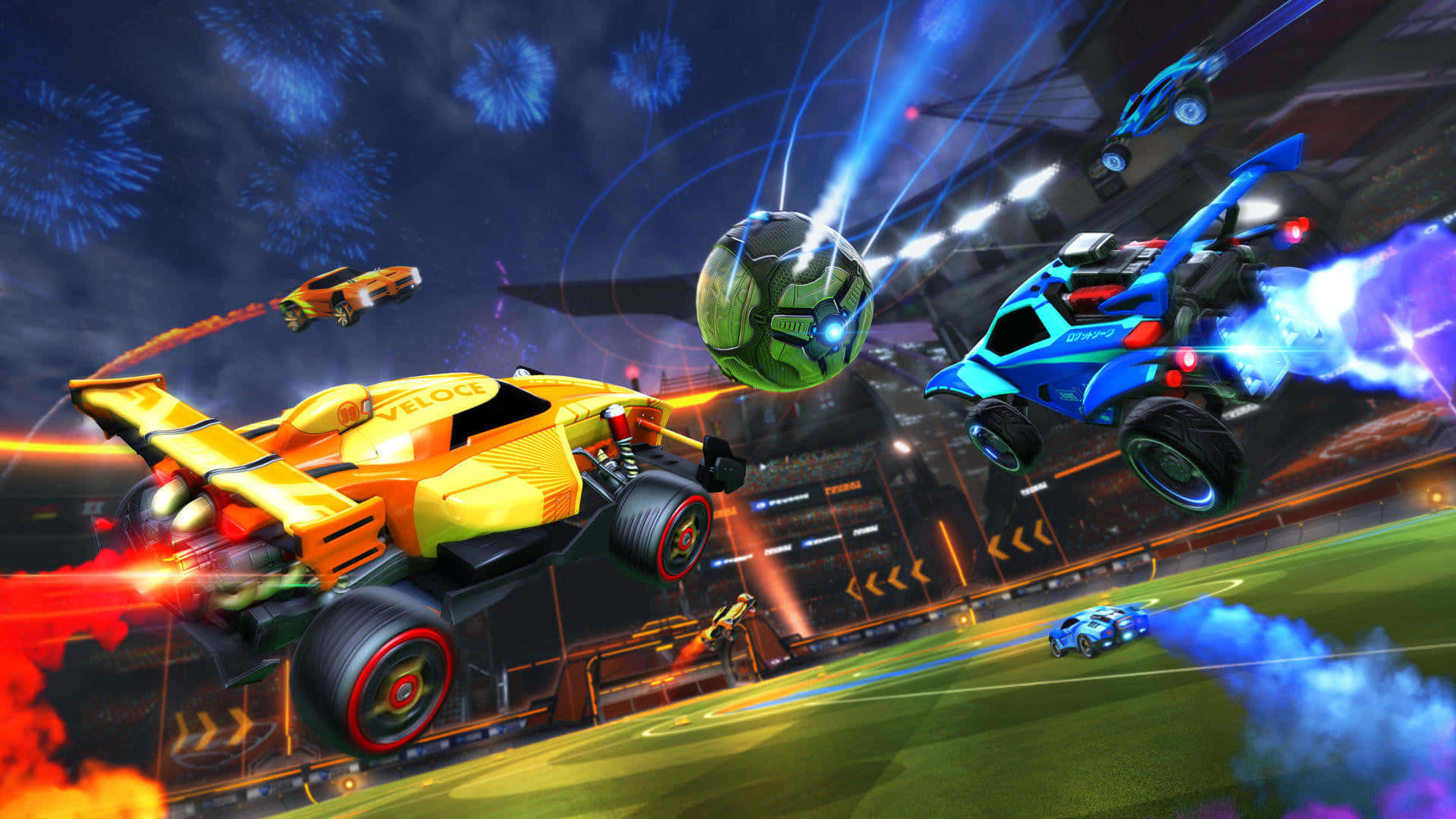 Competitive players challenge each other in intense Rocket League matches.