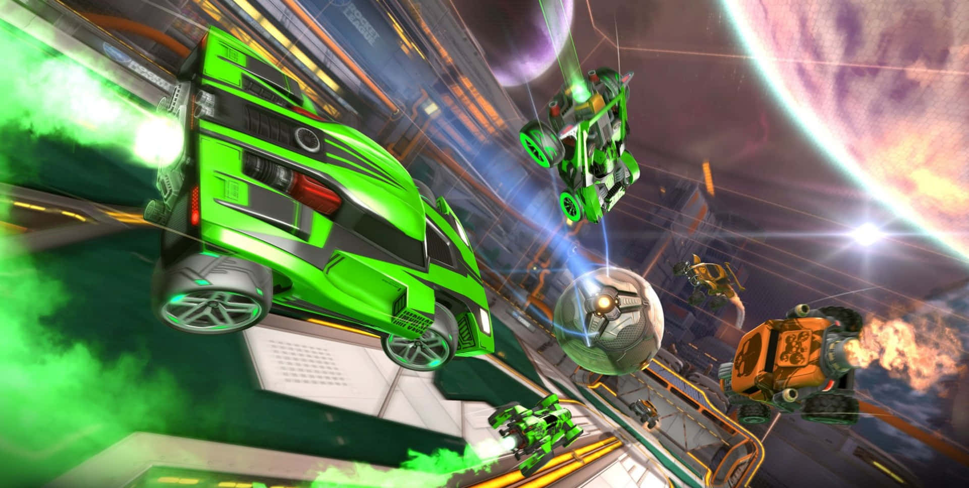 Play the rocket-charged video game, Rocket League, on your desktop Wallpaper