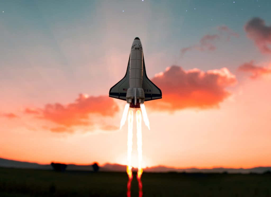 A Powerful Rocket Taking Off