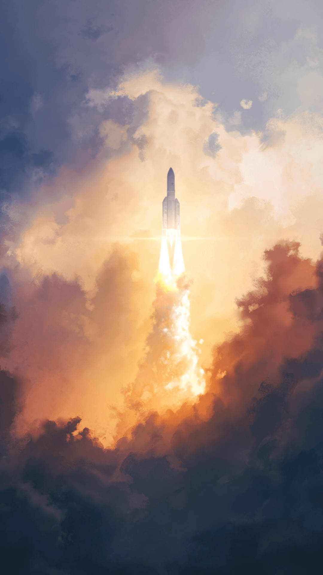 Raketenraumschiffin Wolkenkunst Wallpaper
