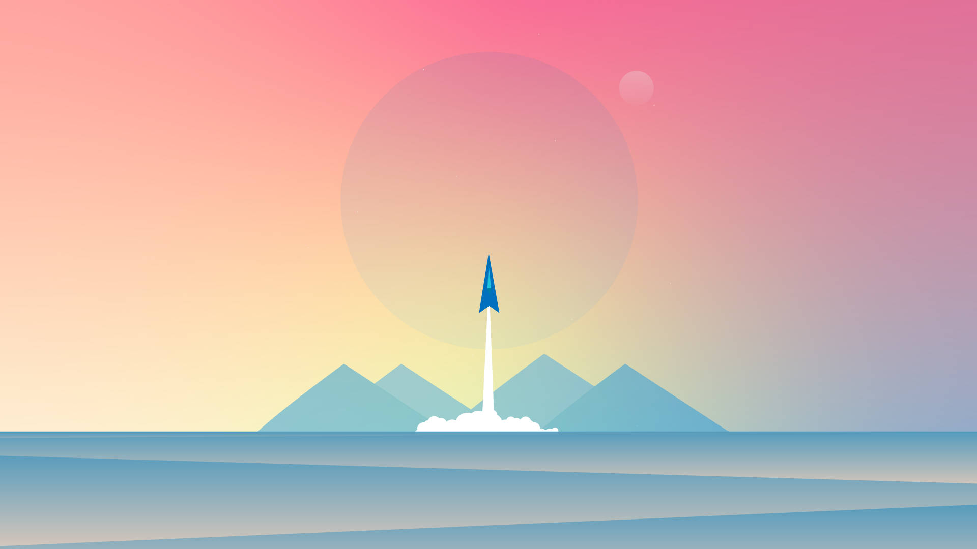 Rocket With Pyramids Digital Art Wallpaper