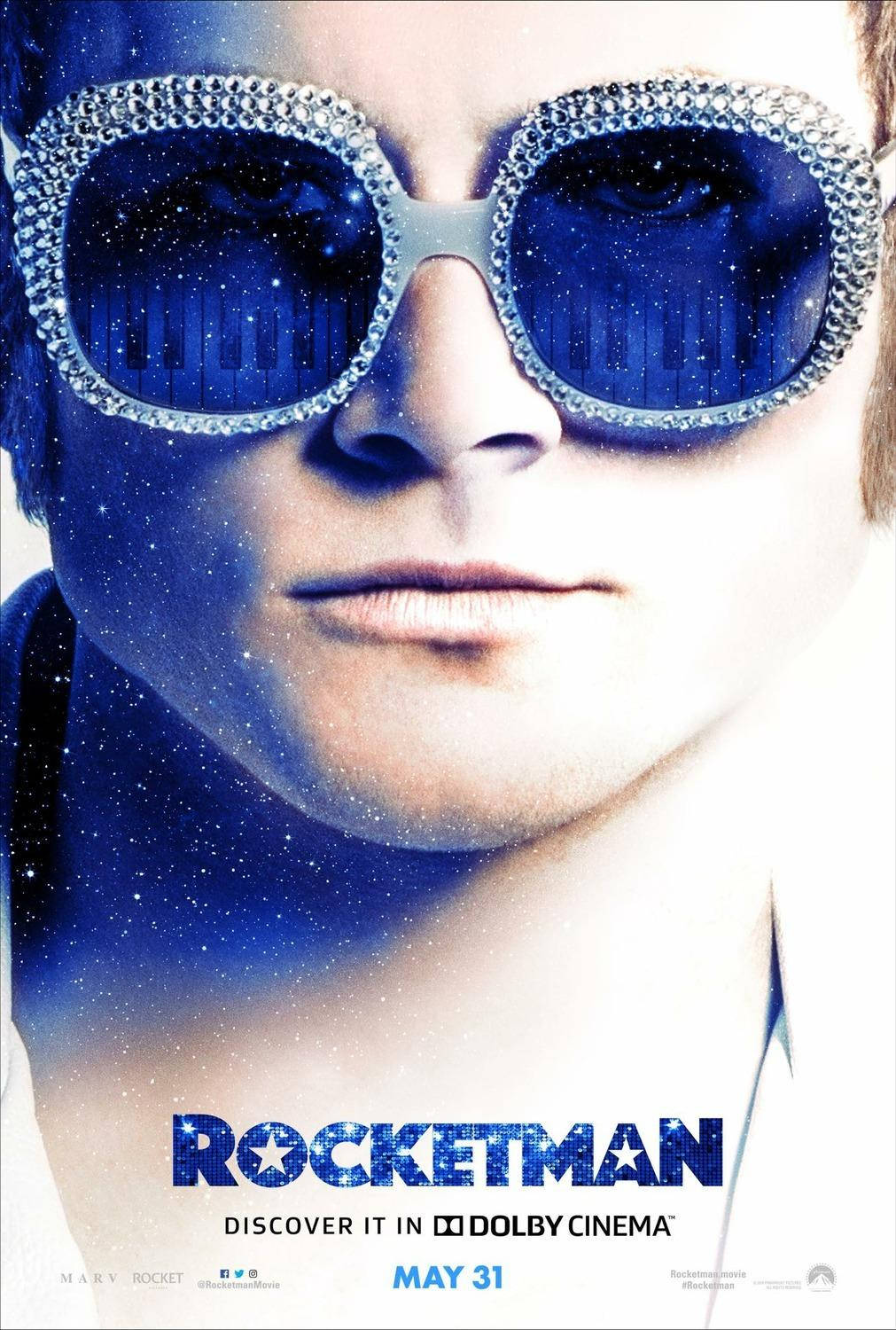 Rocketman Med Blå Moderigtige Briller Wallpaper