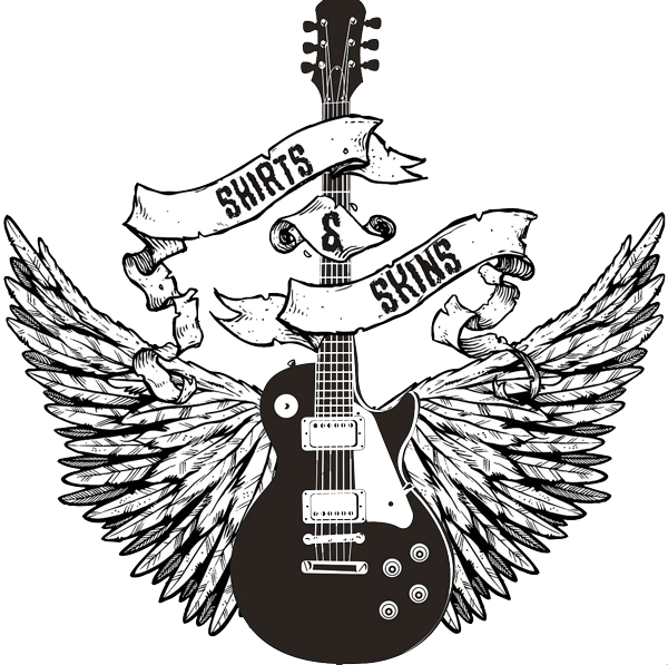 Rocking Guitar With Wings Tattoo Design PNG
