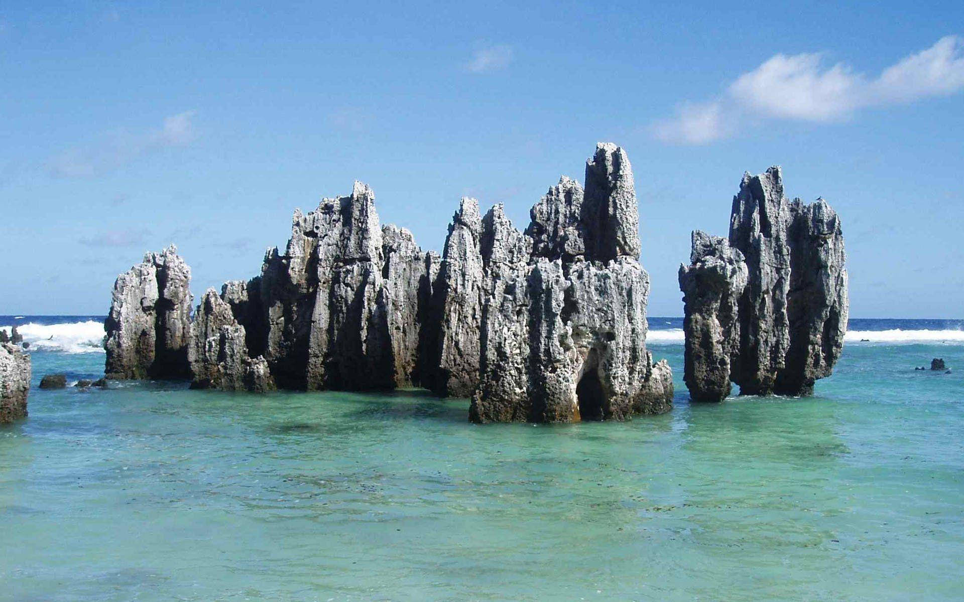 Rocasen La Bahía Anibare, Nauru Fondo de pantalla