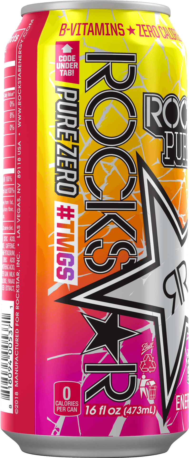 Rockstar Pure Zero Energy Drink Can PNG