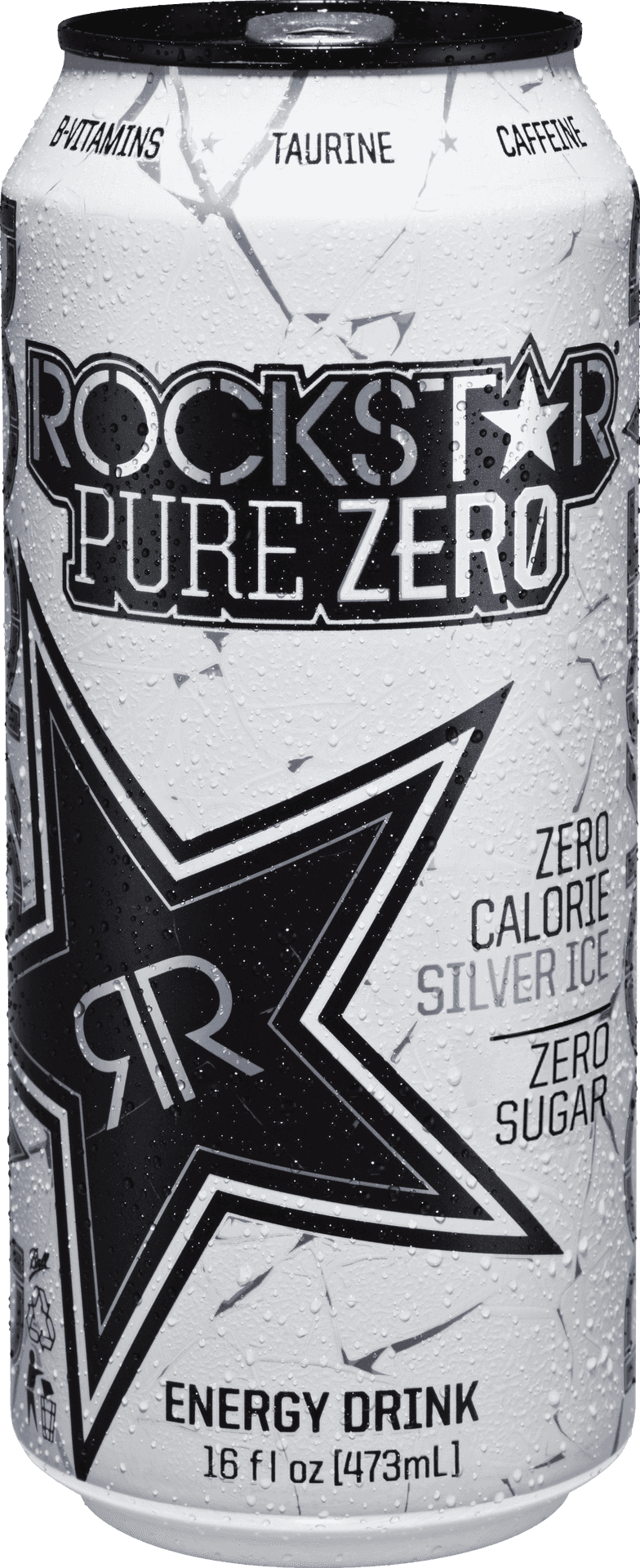 Rockstar Pure Zero Silver Ice Energy Drink Can PNG