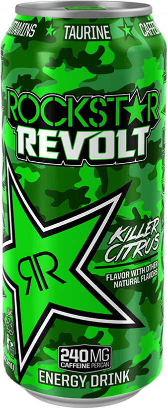 Rockstar Revolt Killer Citrus Energy Drink Can PNG