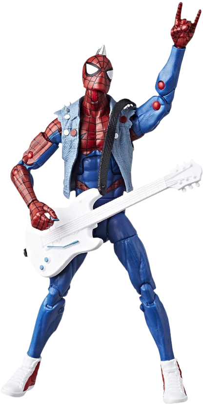Rockstar Spiderman Figure With Guitar PNG