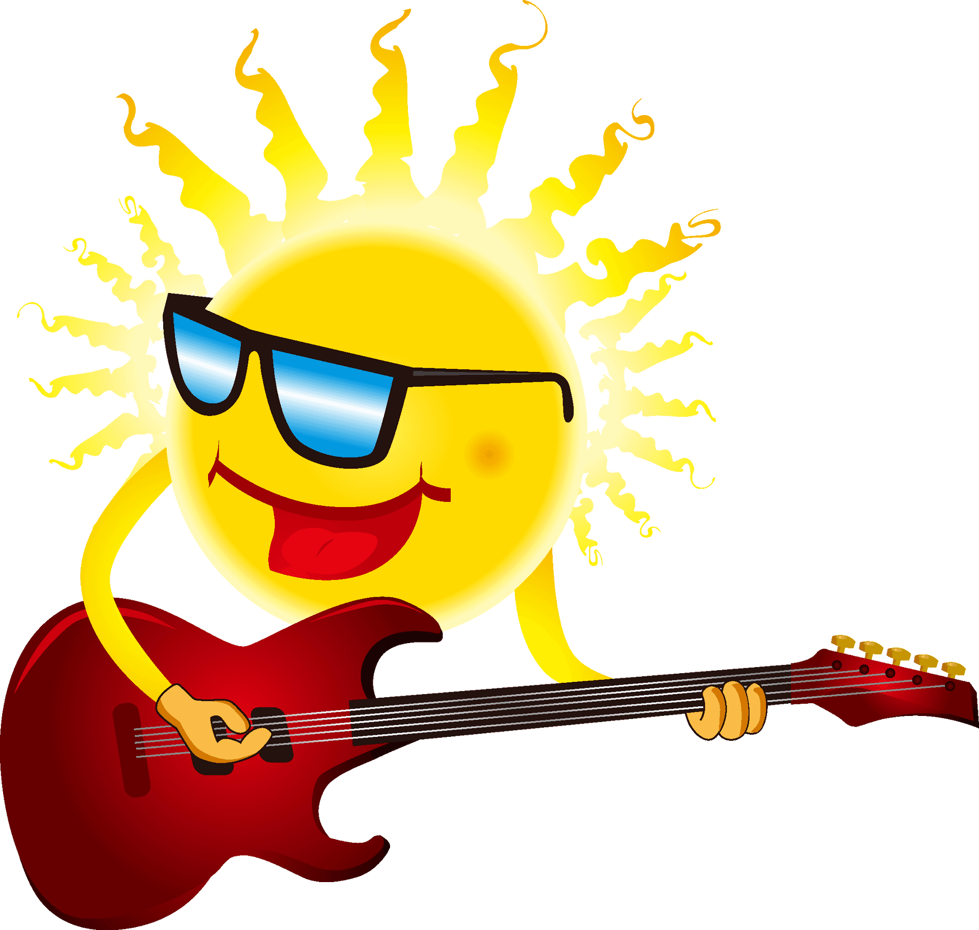 Rockstar Sun Playing Guitar PNG