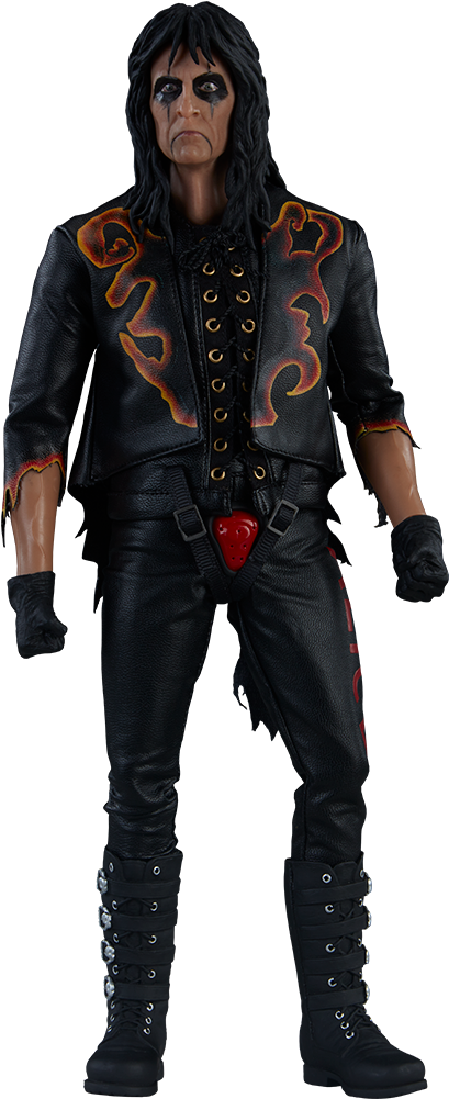 Rockstar_ Figure_in_ Leather_ Attire PNG