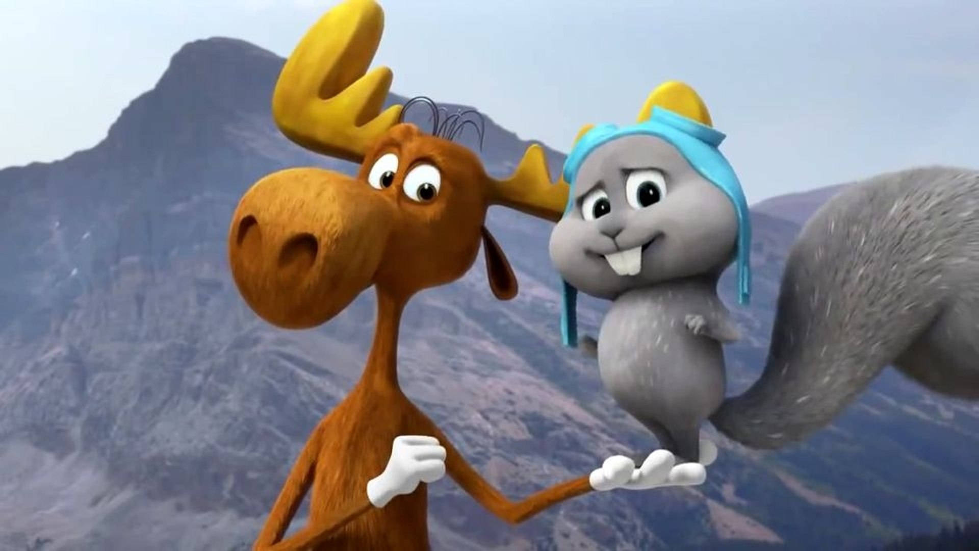 Rocky And Bullwinkle Against Rocky Lanscape Wallpaper