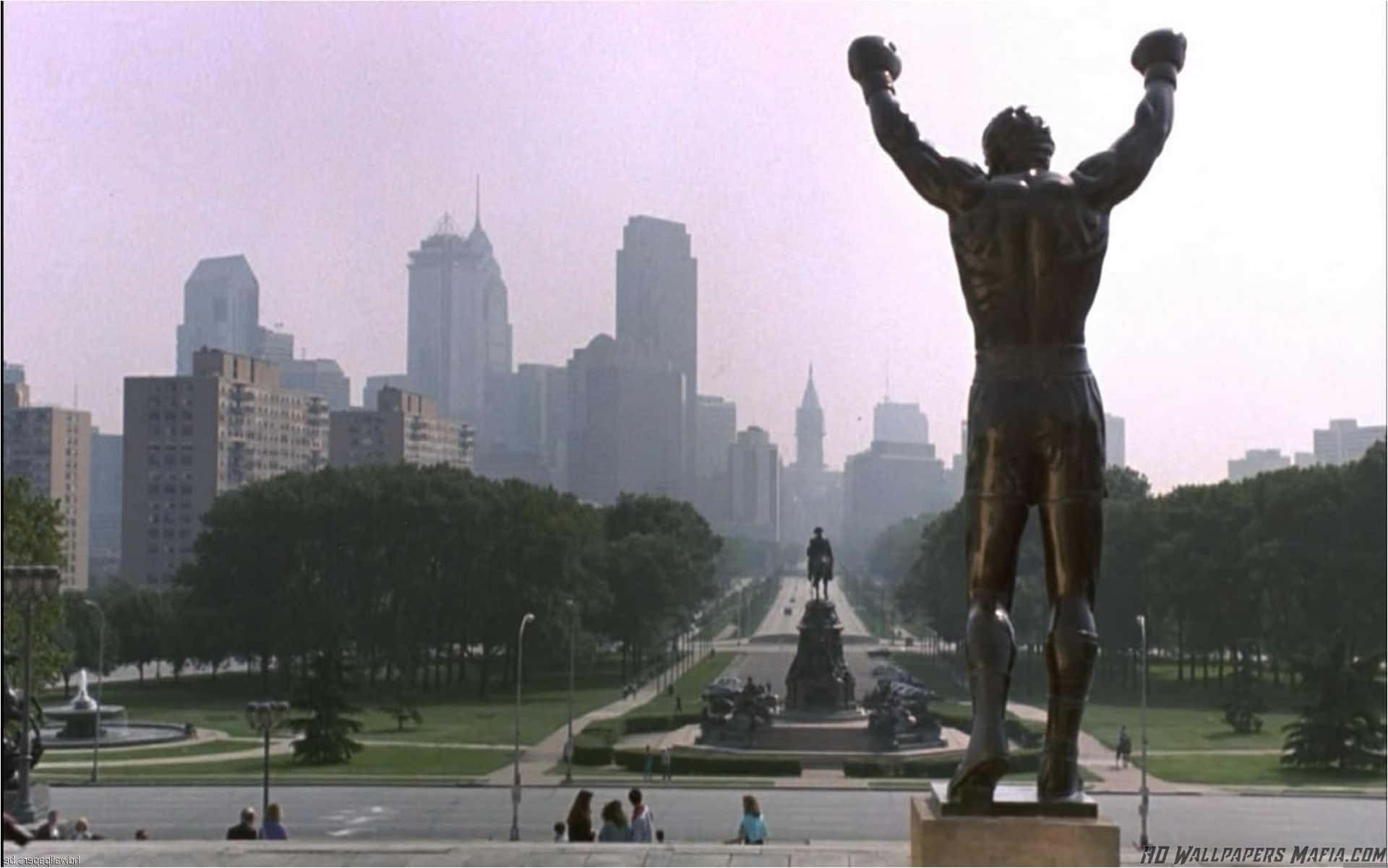 Rocky Balboa viser sit ikoniske amerikanske flag shorts før kampen. Wallpaper