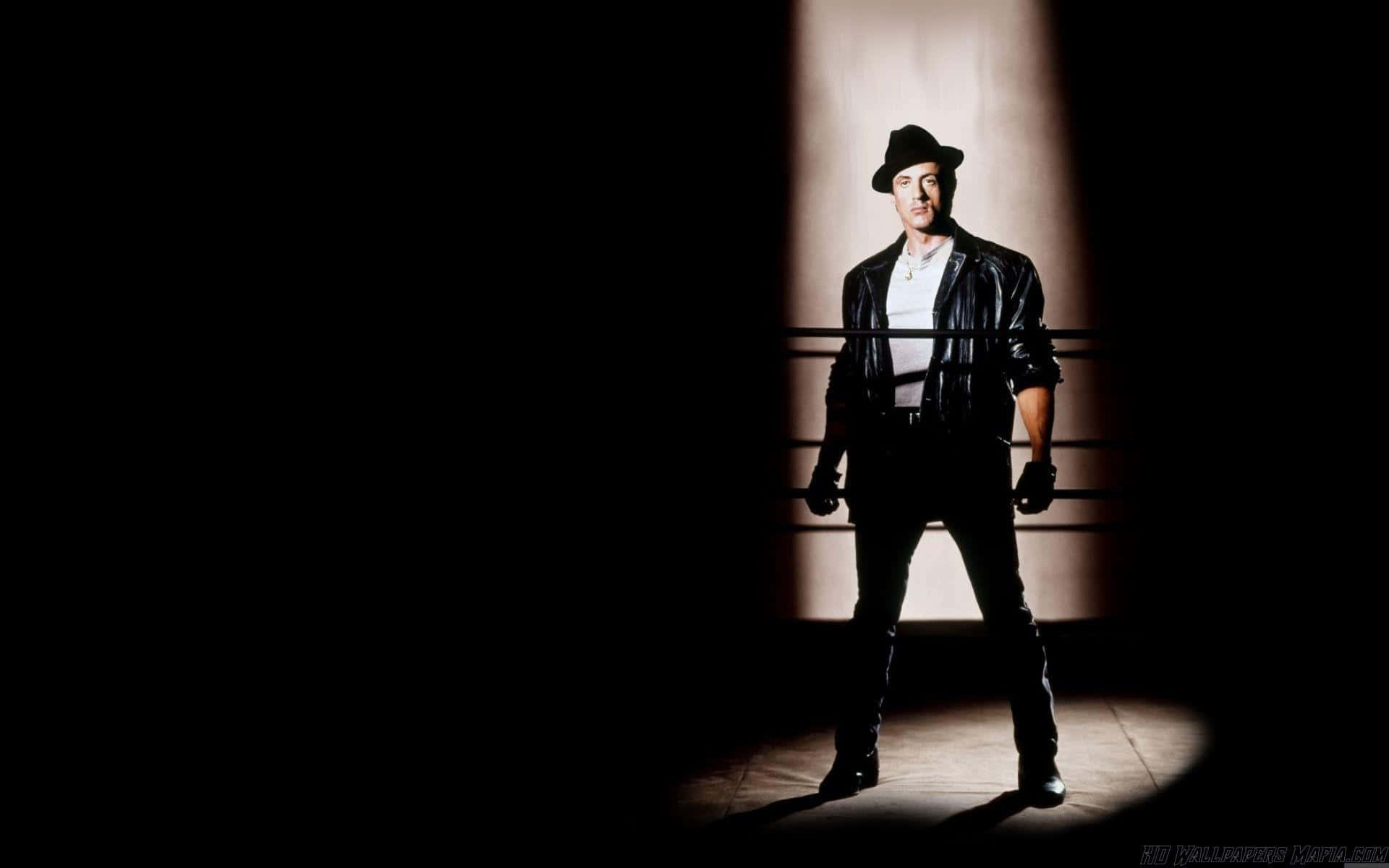 Rocky Balboa Standing On Ring Dark Wallpaper