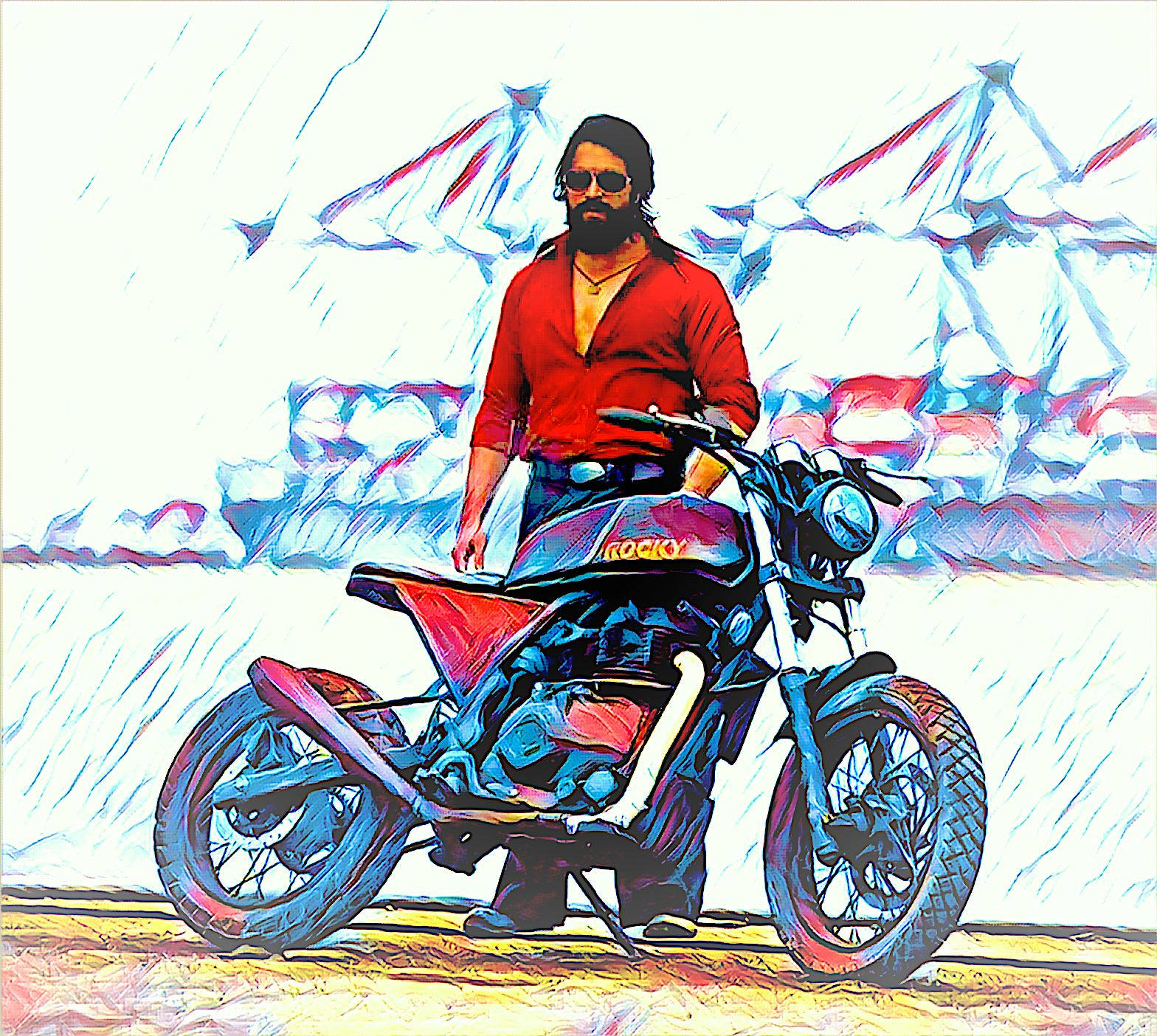 Rocky Bhai Motorbike Wallpaper