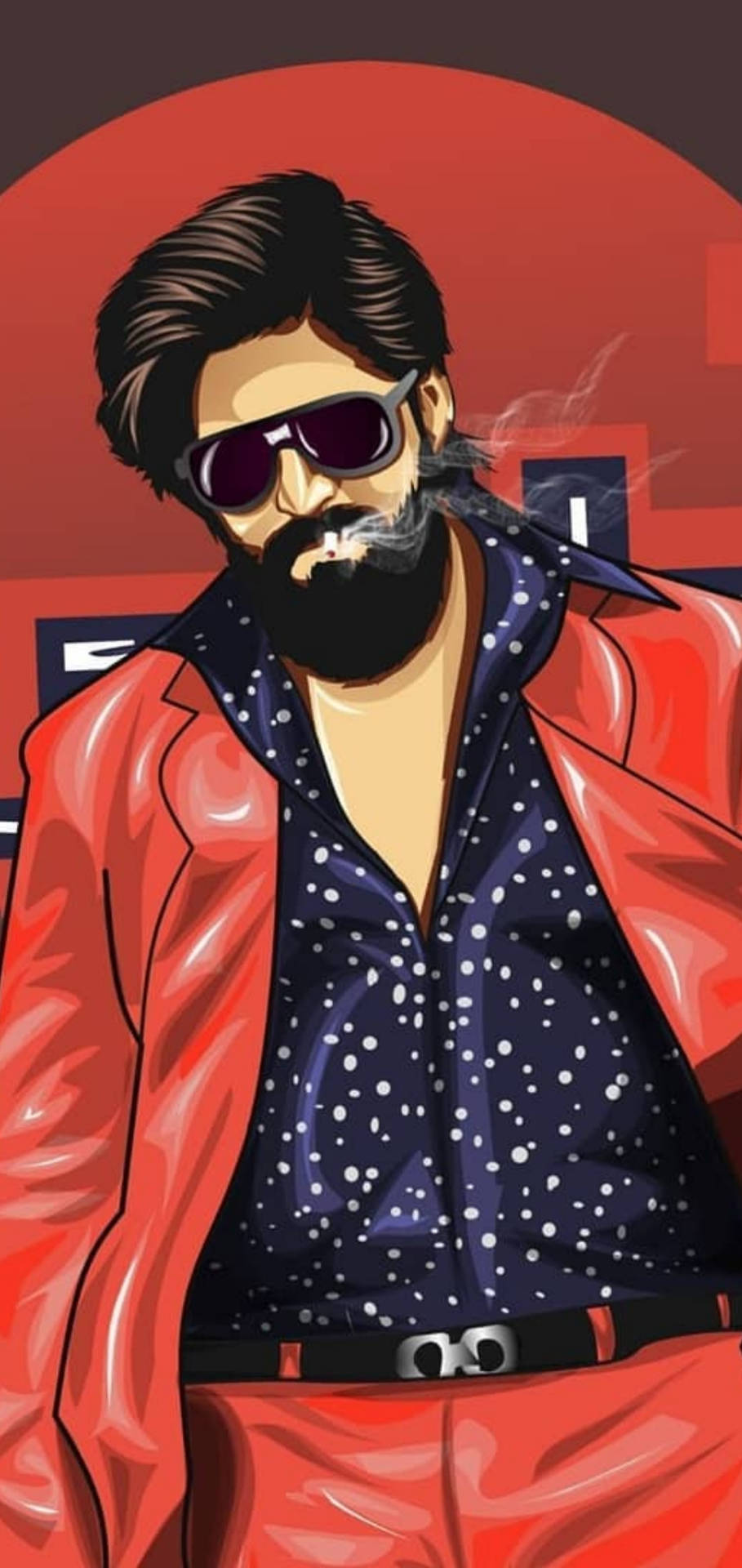 Rocky Bhai Red Suit Wallpaper