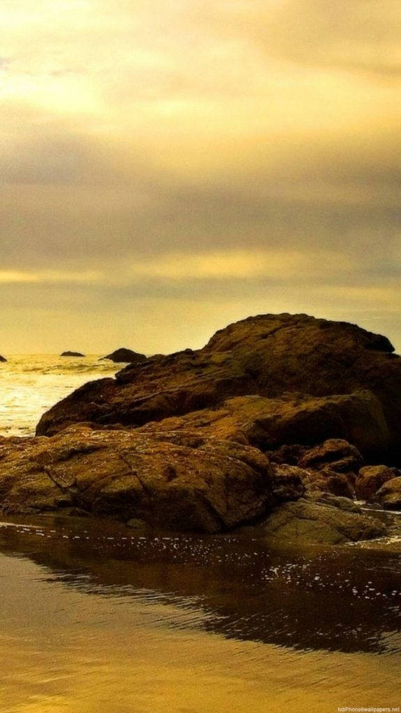 Rocky Golden Beach Iphone Wallpaper