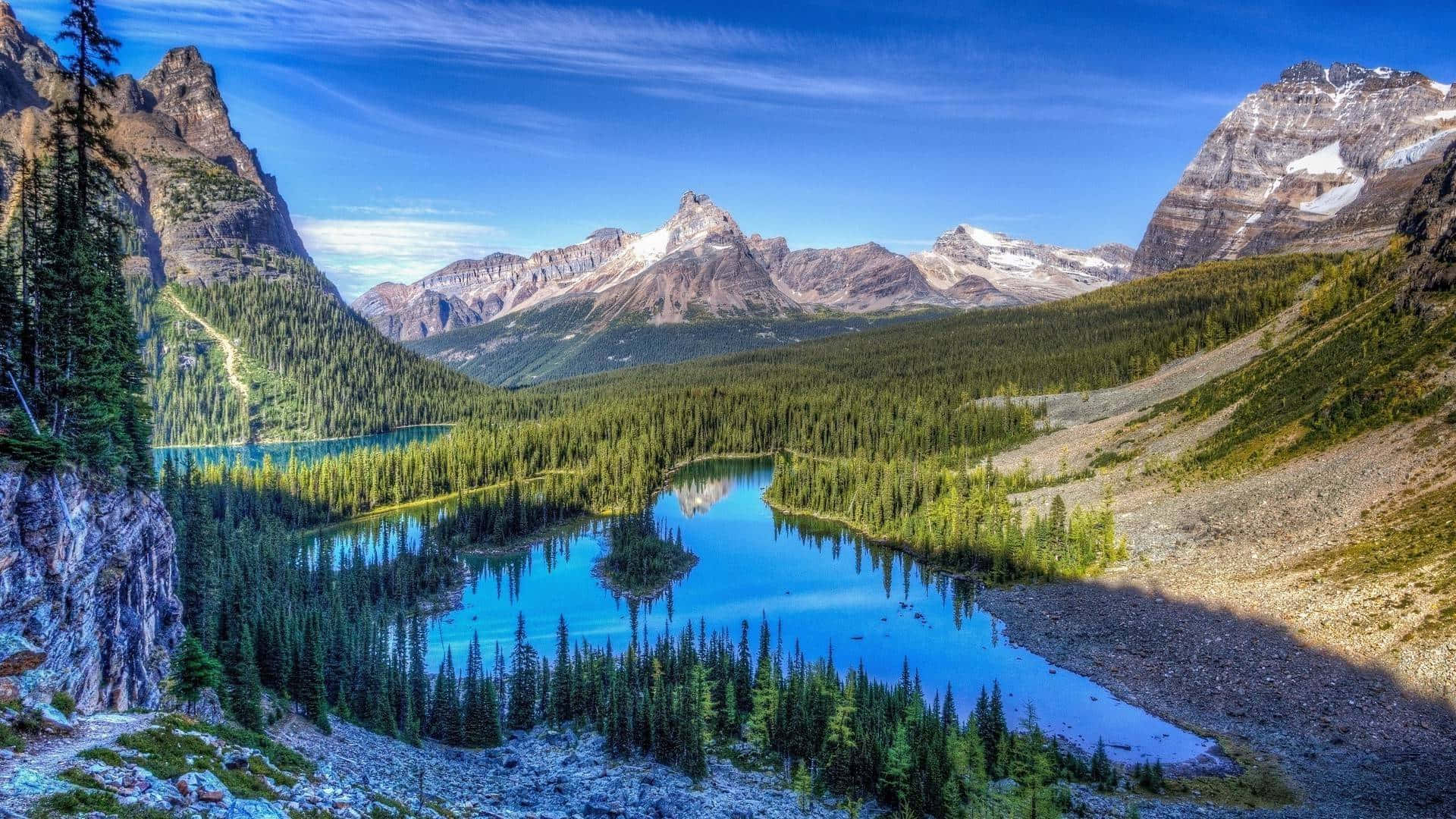 Rocky Mountains-sø Sicht Nordamerika Landschaft Wallpaper