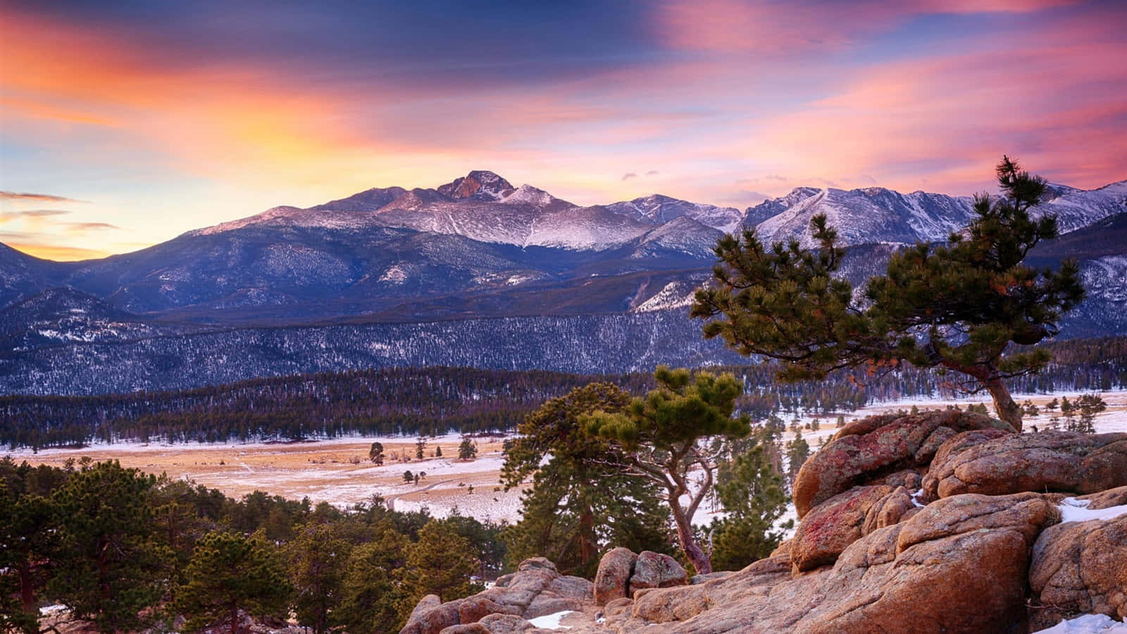 Rocky Mountains Landscape Sunset North America Wallpaper