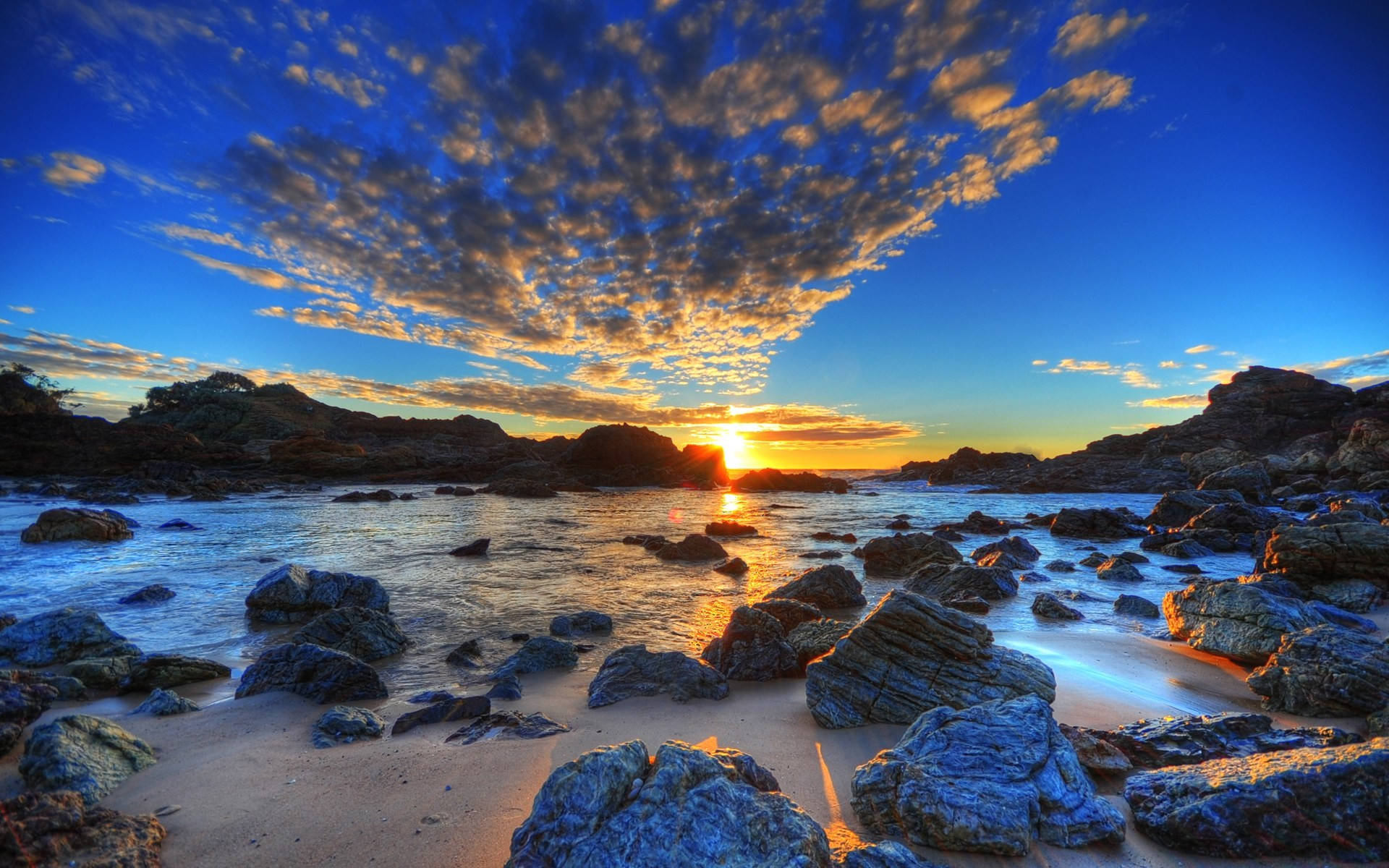 Rocky Seascape At Sunrise Hd Scenery Wallpaper