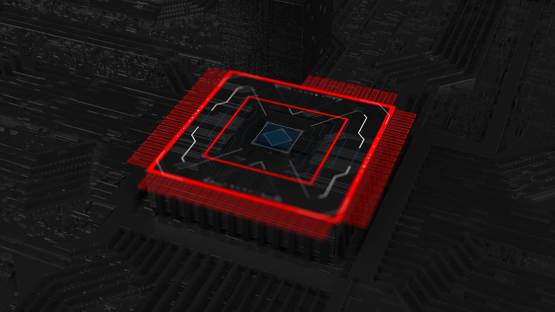 Rød 3d-processorchip Wallpaper