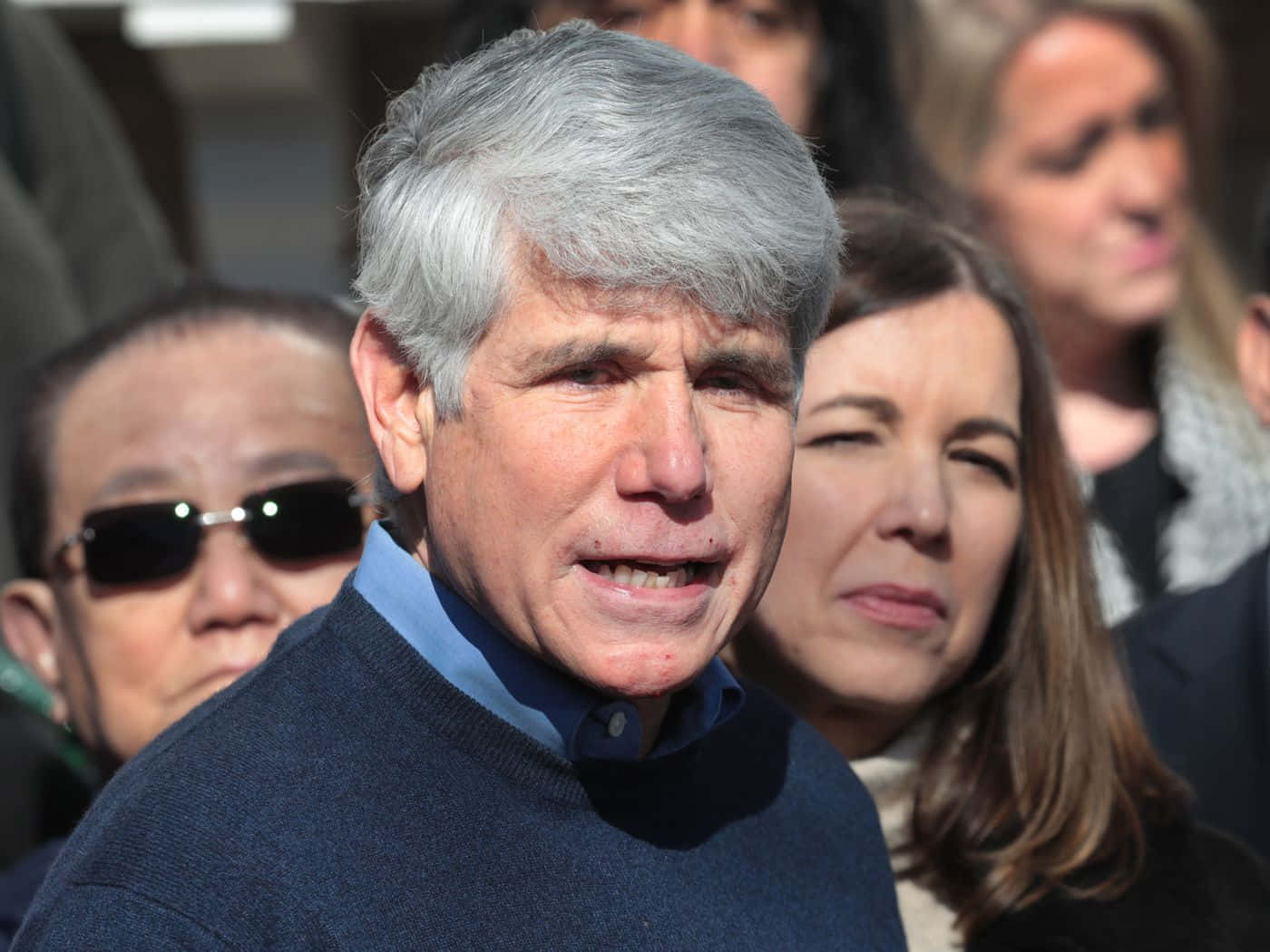 Former Illinois Governor Rod Blagojevich with his wife Patti at a public conference Wallpaper