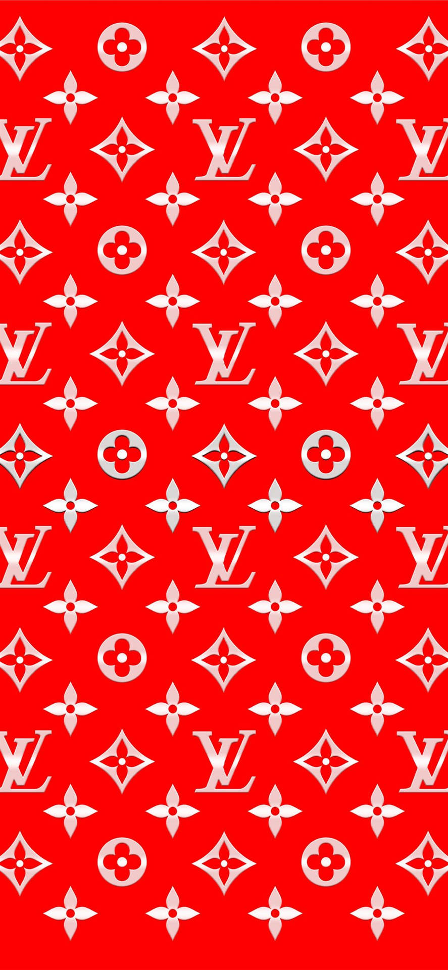 Röd Och Silver Louis Vuitton Telefon Wallpaper