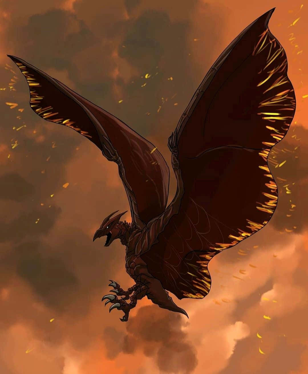 Einrodan, Ein Beeindruckender Und Imposanter Vogelartiger Kaiju Aus Dem Toho Kaiju Universum, Schwebt Majestätisch Am Himmel. Wallpaper