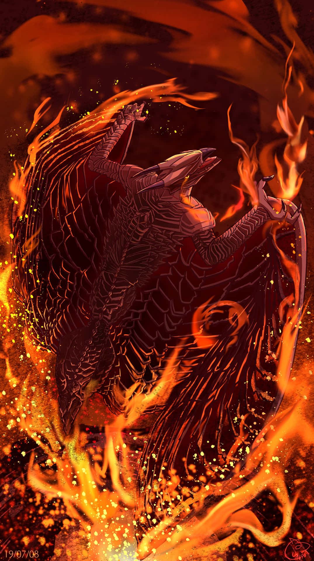 A Bird With Wings In Flames Wallpaper