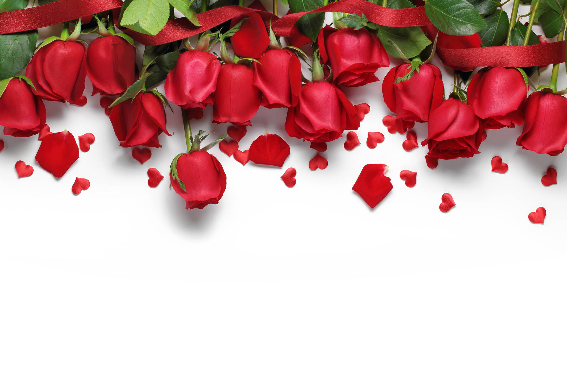 Røde Roser Hjerte Kronblade Wallpaper