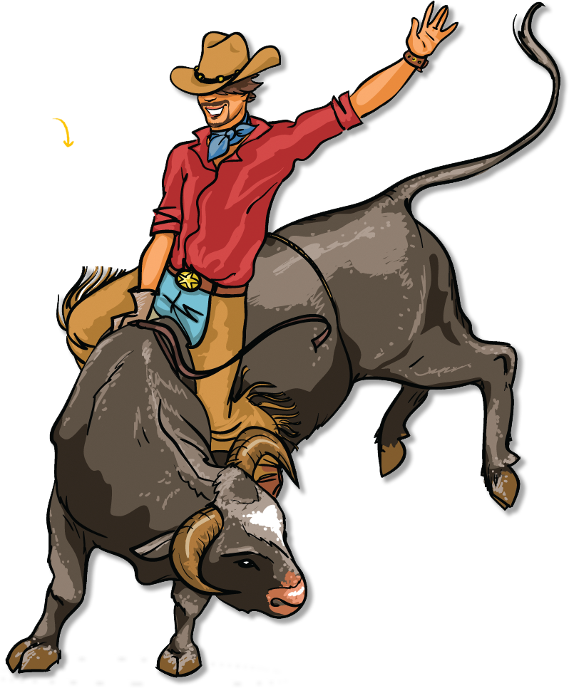 Rodeo Cowboy Riding Bull PNG