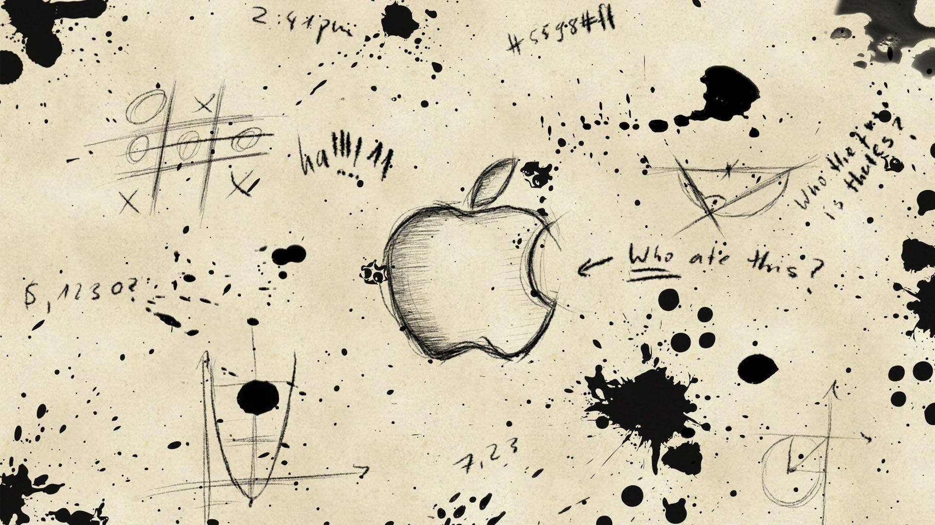 Rodet Skitser Apple Logo Cool Hd Wallpaper
