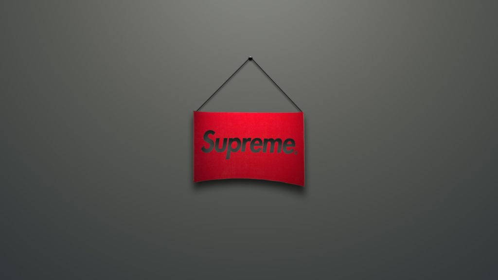 Rødt Supreme Logo På Grå Wallpaper