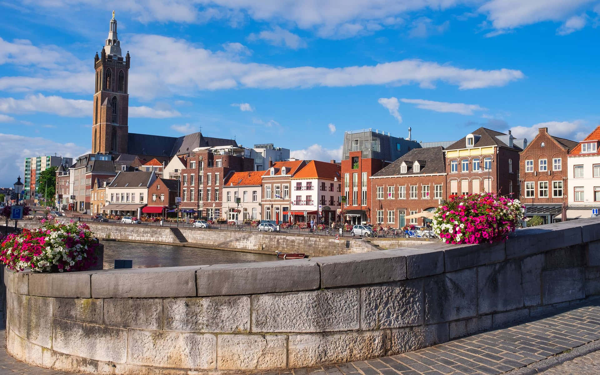 Roermond Cityscapewith Historic Church Tower Wallpaper